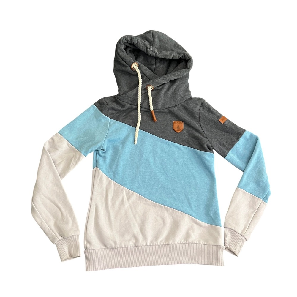 Wanakome Adventure Mfg Co Womens Small Selene Hoodie Colorblock Hoodie Grey Blue